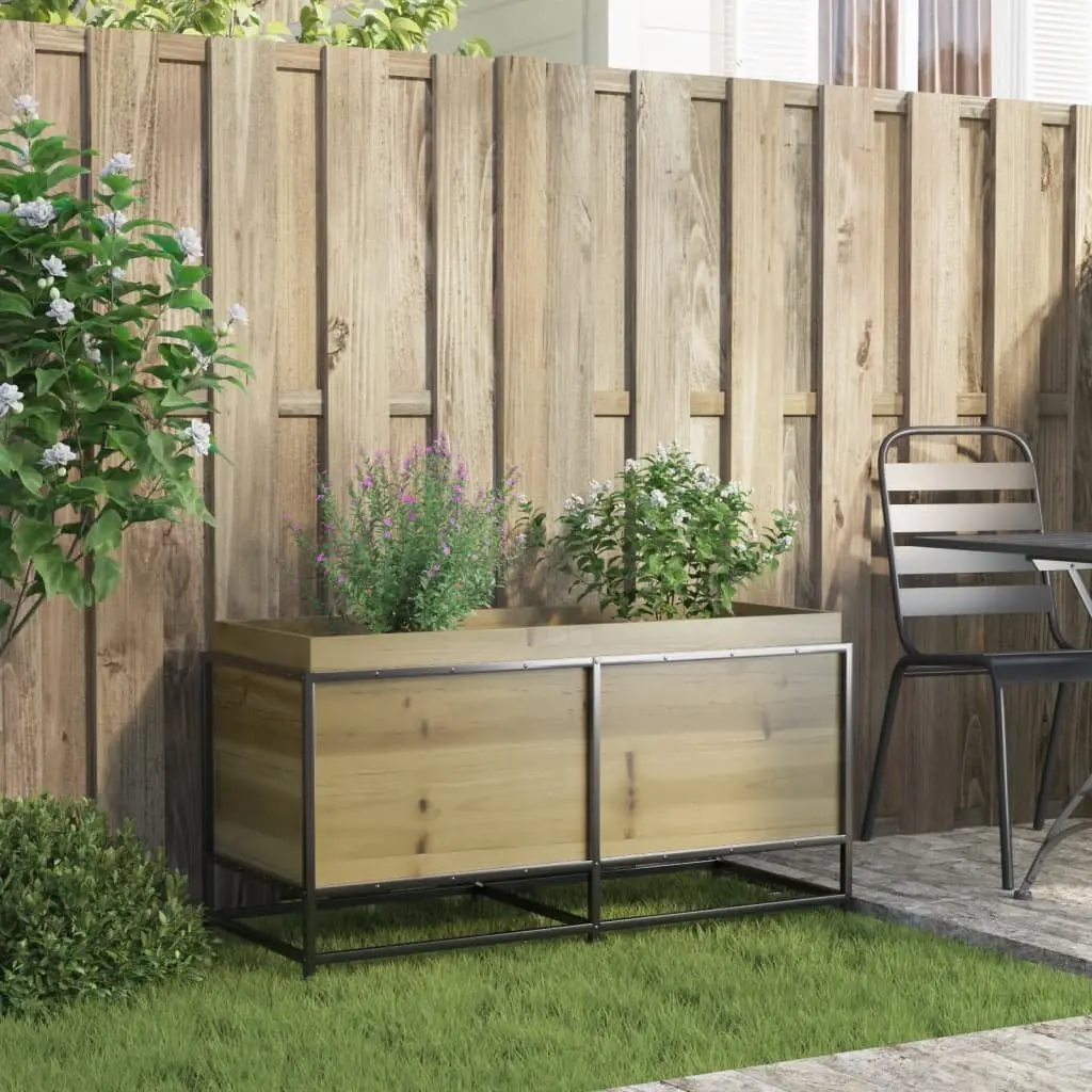 Planter Box Brown Impregnated Pine Wood 100x40x50cm Outdoor Garden Raised Decor