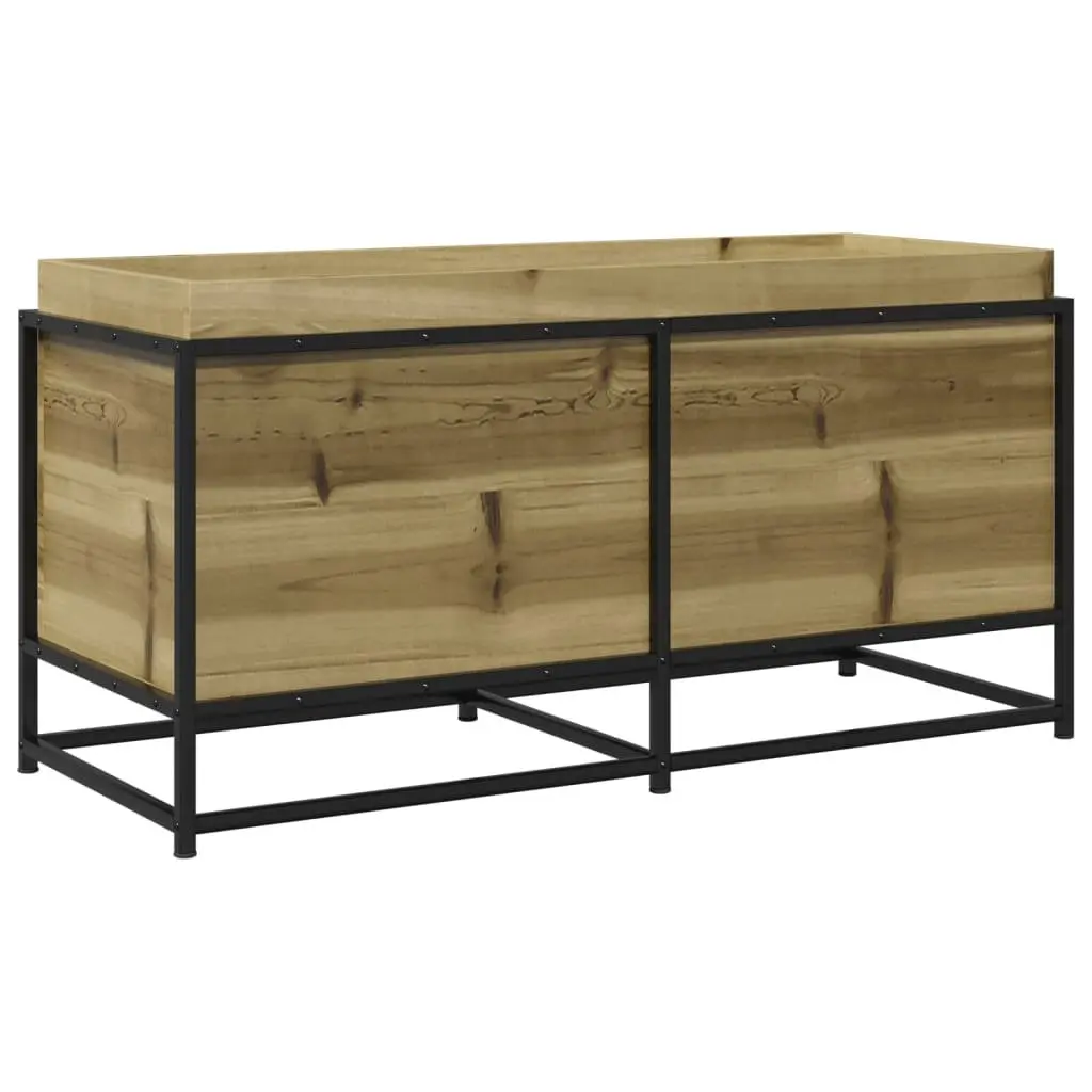 Planter Box Brown Impregnated Pine Wood 100x40x50cm Outdoor Garden Raised Decor