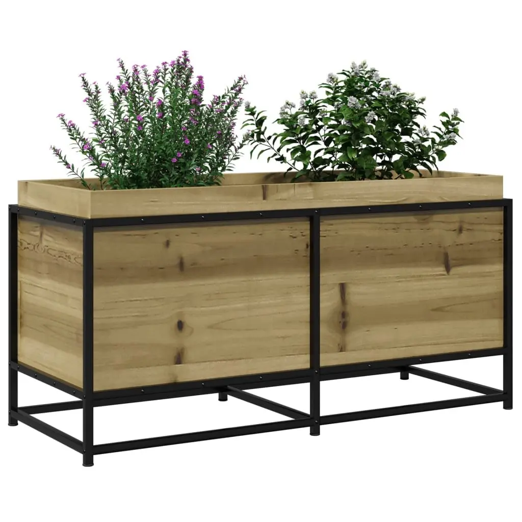 Planter Box Brown Impregnated Pine Wood 100x40x50cm Outdoor Garden Raised Decor