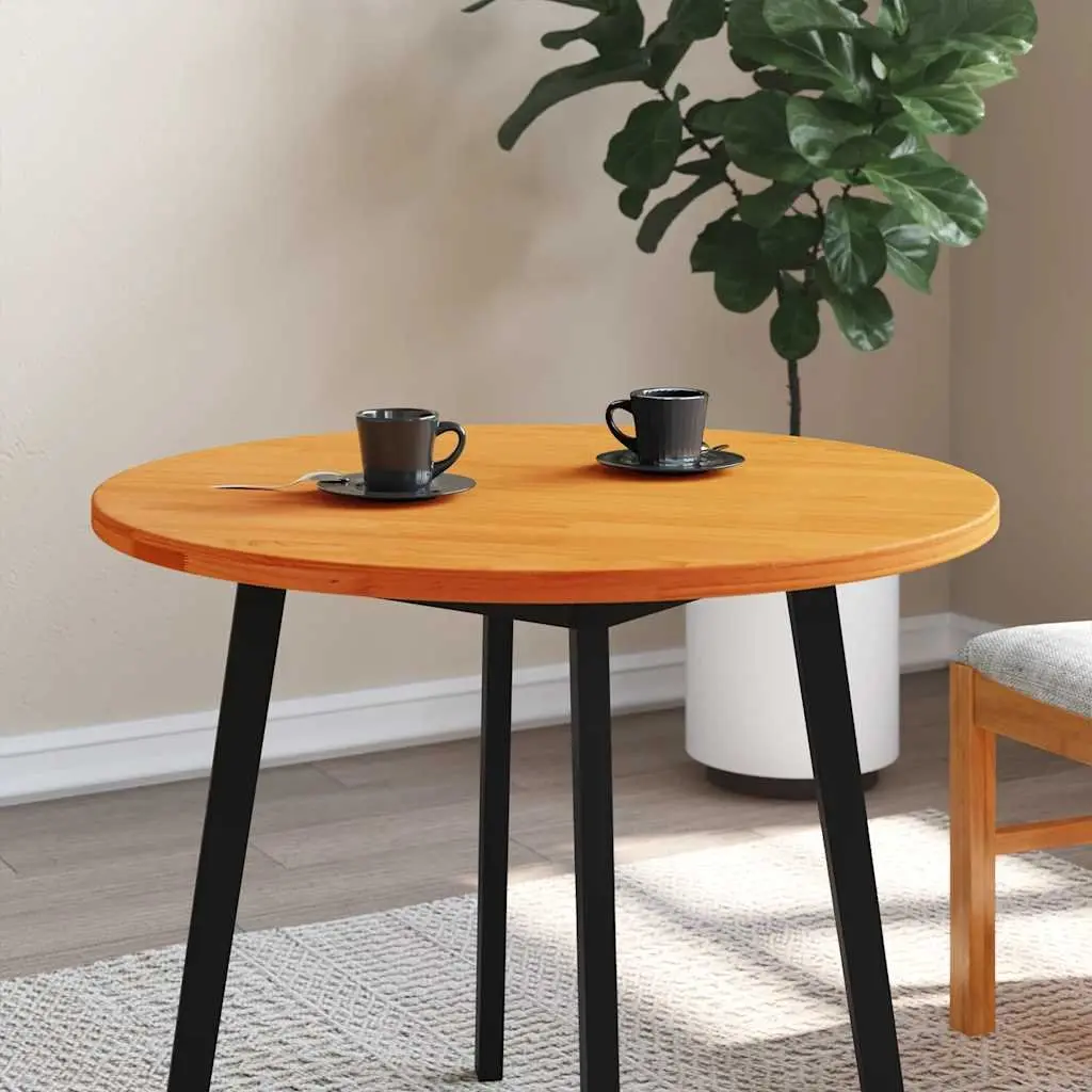Round Wooden Table Top Brown Solid Pine Wood Coffee Dining Desk Surface Ø80cm