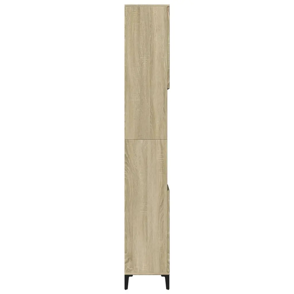 Bathroom Cabinet Engineered Wood 30x30x190cm Brown Sonoma Oak Tall Storage Unit with Shelves Doors