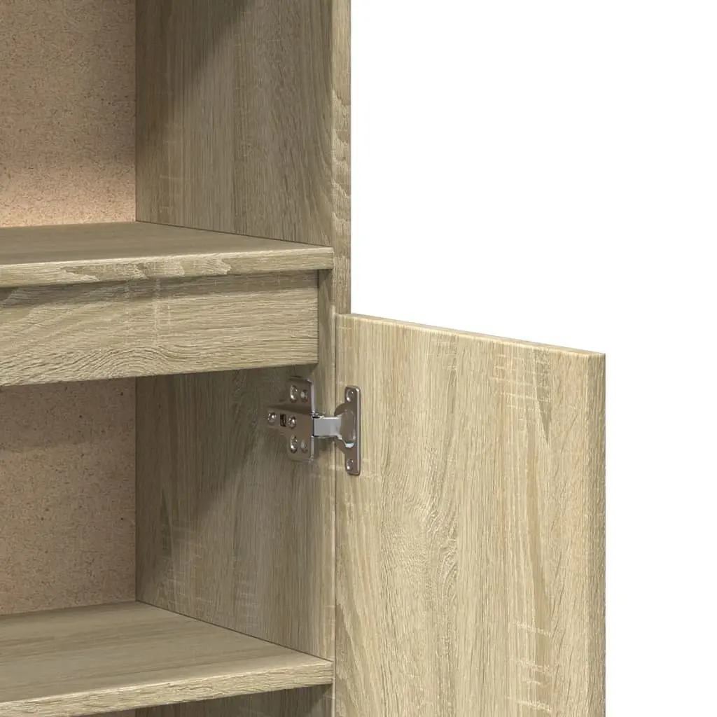 Bathroom Cabinet Engineered Wood Brown 100cm Height 30cm Width 30cm Depth Storage Cupboard with Open Compartment and Doors