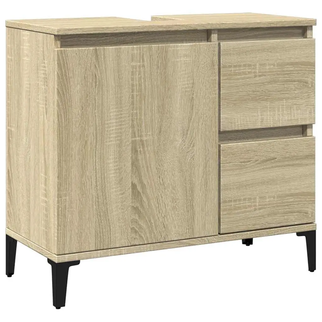 Bathroom Vanity Cabinet Engineered Wood 65x33x60cm Brown