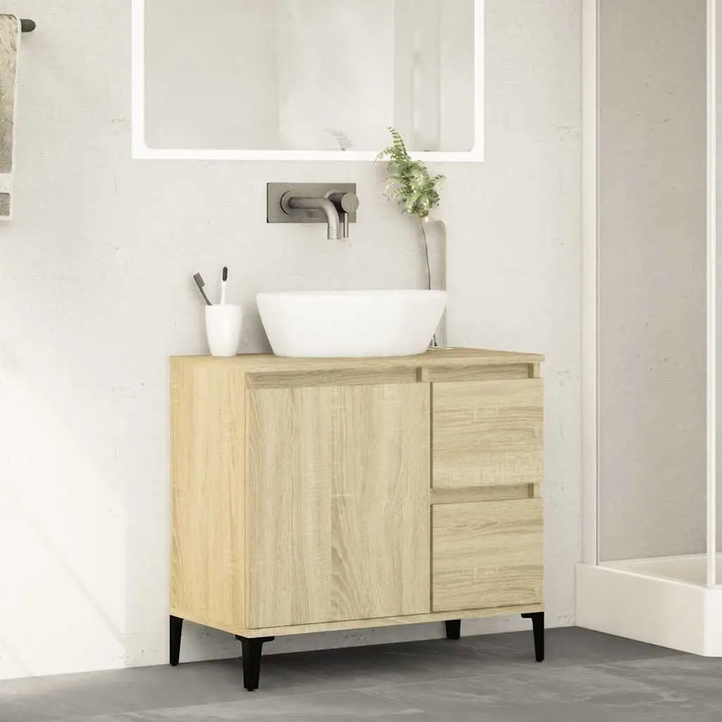 Bathroom Vanity Cabinet Engineered Wood 65x33x60cm Brown
