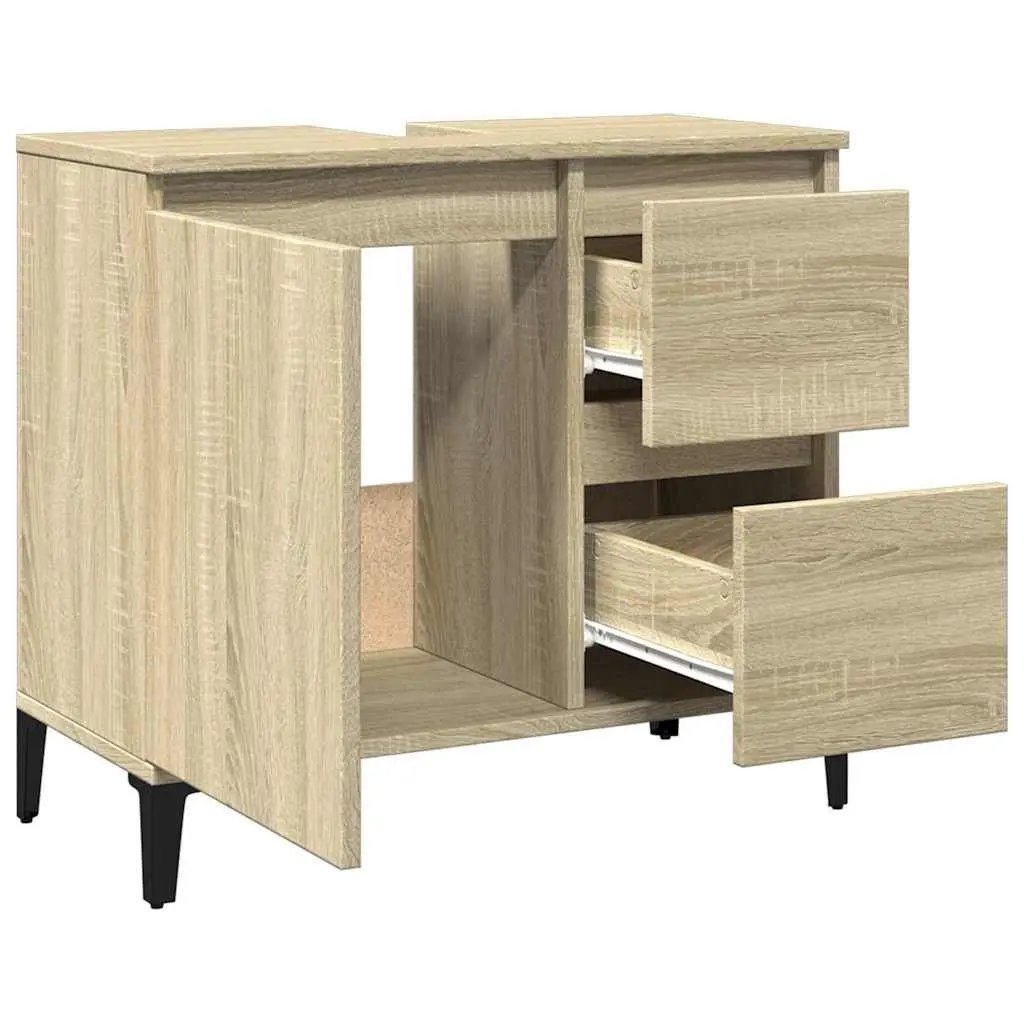 Bathroom Vanity Cabinet Engineered Wood 65x33x60cm Brown
