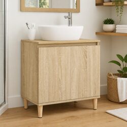 Bathroom Storage Solution - Sonoma Oak Vanity Cabinet 58x33x60 cm