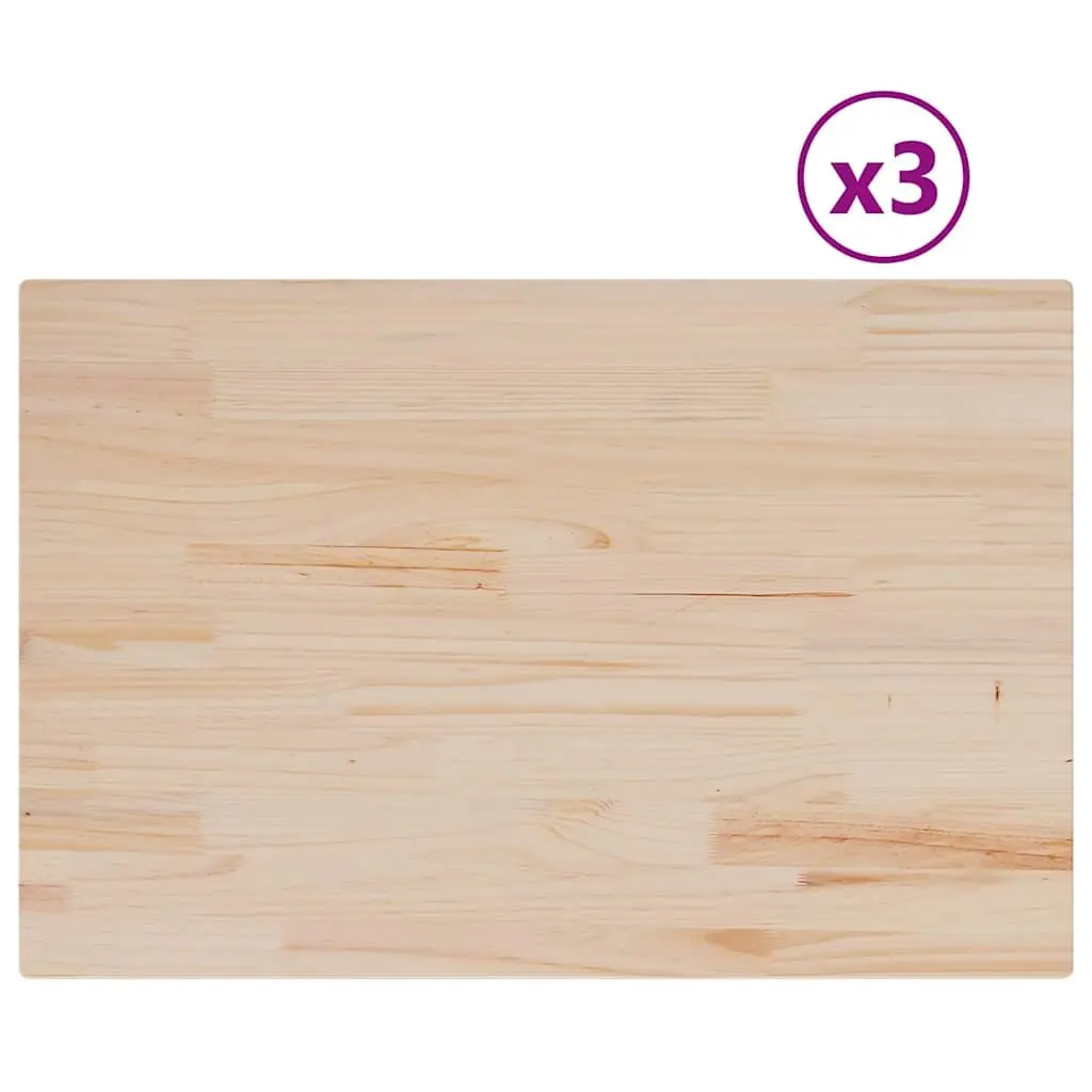 Rectangular Pine Wood Table Tops 80x53cm Brown Replacement 3 Piece