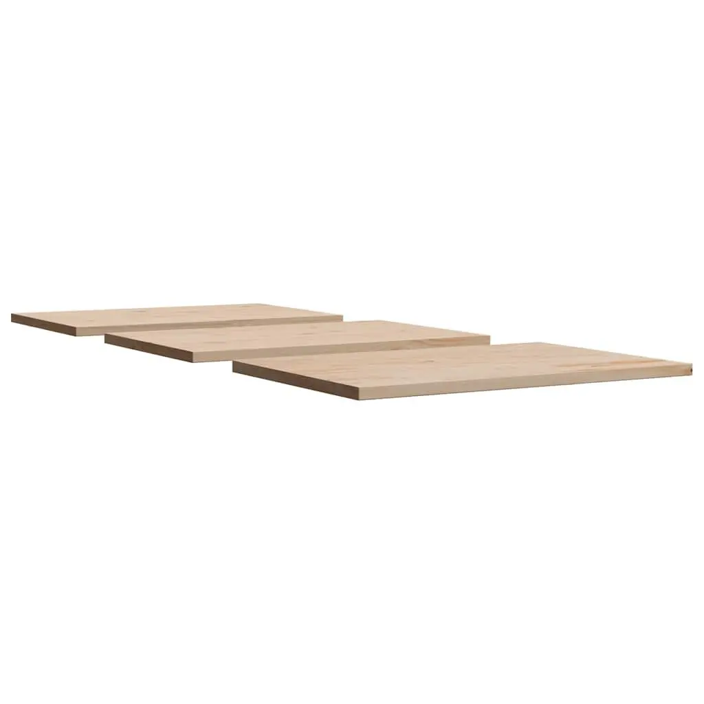 Rectangular Solid Pine Wood Table Top 80x47cm Brown Set of 3