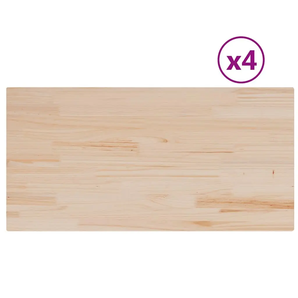 Solid Pine Wood Table Tops Brown Rectangular 100x50cm Set of 4