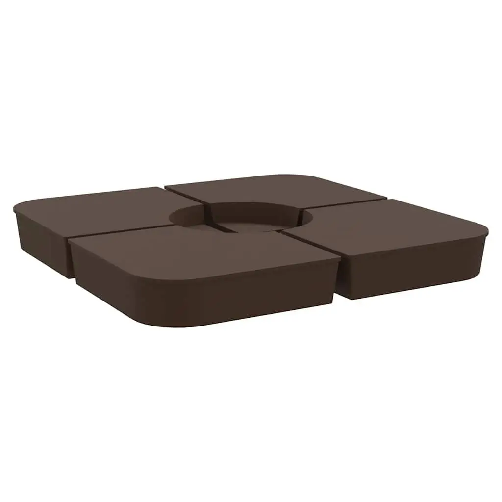 Parasol Base Set 4 Piece Polypropylene 100kg Brown Outdoor