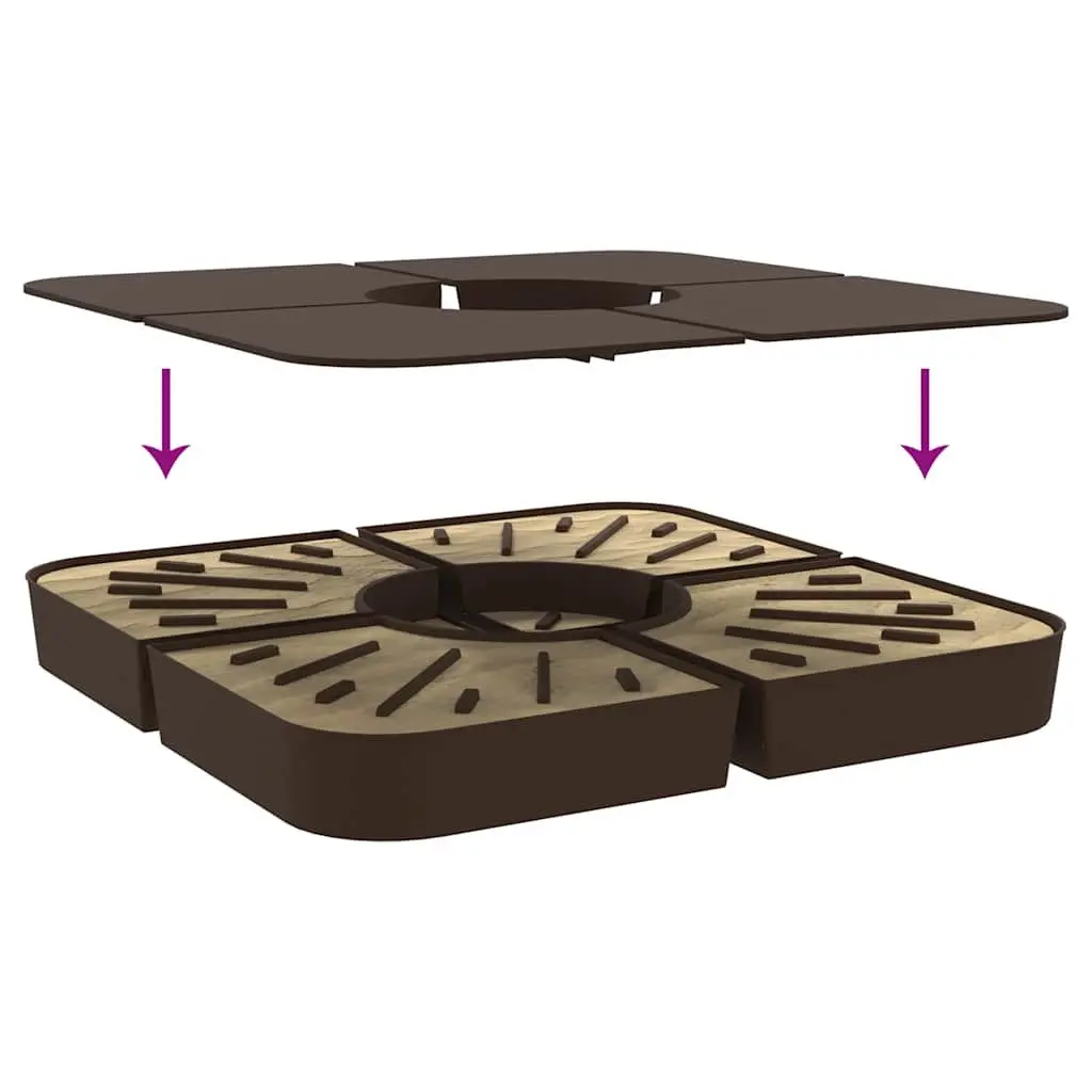 Parasol Base Set 4 Piece Polypropylene 100kg Brown Outdoor