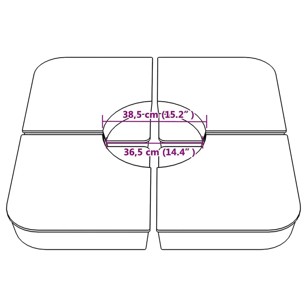 4 Piece Parasol Base Set Sand-Fillable 100kg Grey Polypropylene