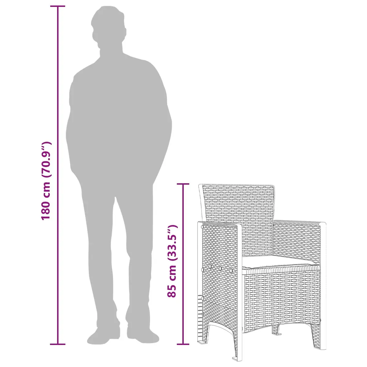 Garden Chair Polypropylene 53 x 49 x 85 cm Brown 2 Piece Set