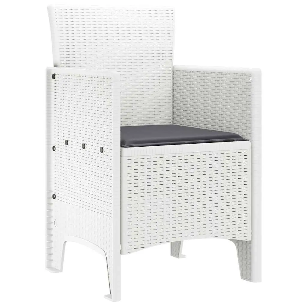 4 Piece Modern Seating Furniture Set White Polypropylene Outdoor Garden Chairs 53x49x85cm