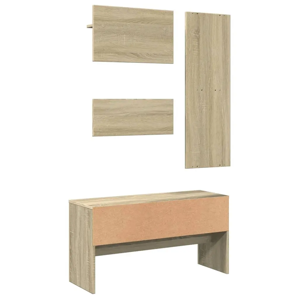 Hallway Furniture Set Storage Bench Shoe Cabinet Mirror Coat Hooks Entryway