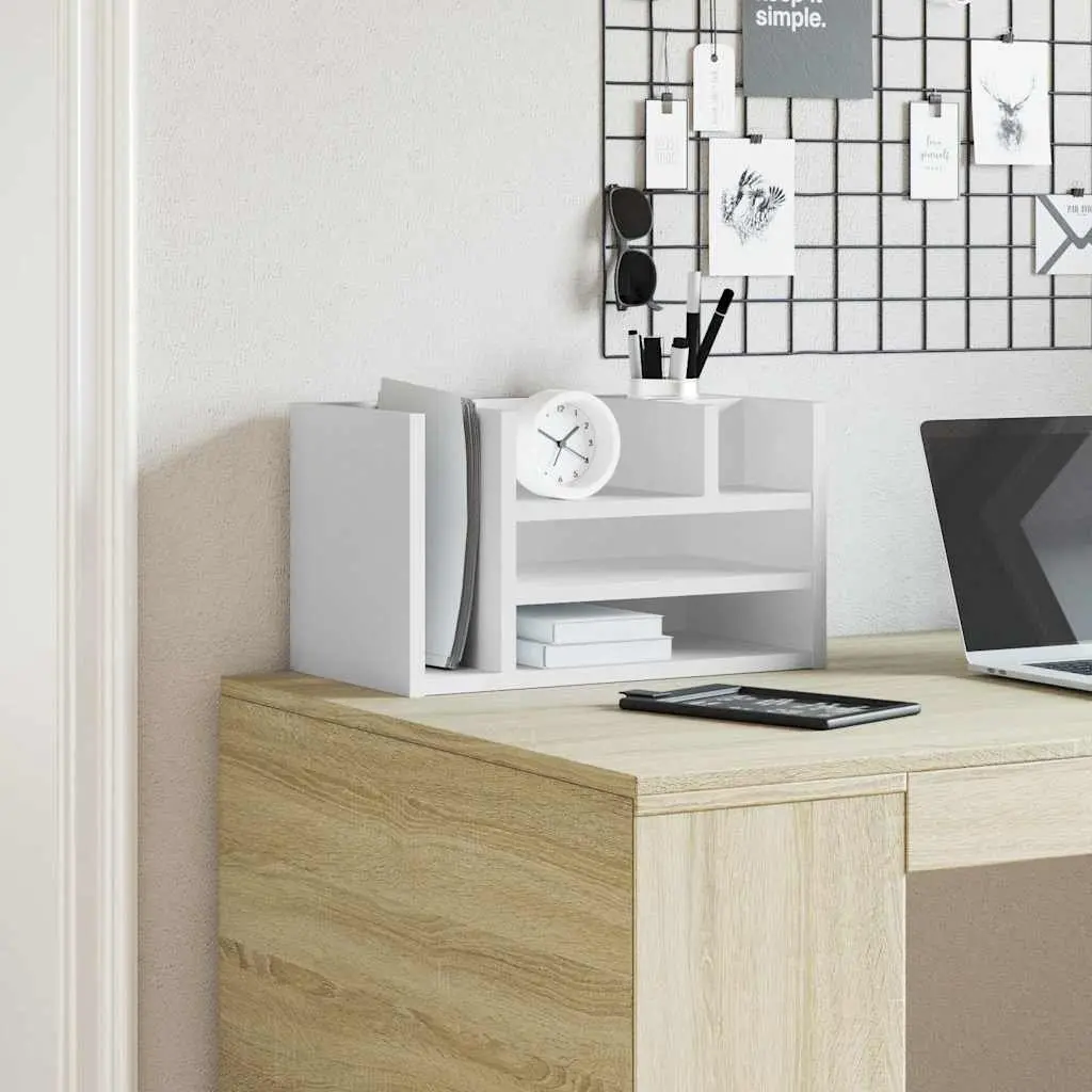 White Desk Organiser with 6 Compartments
