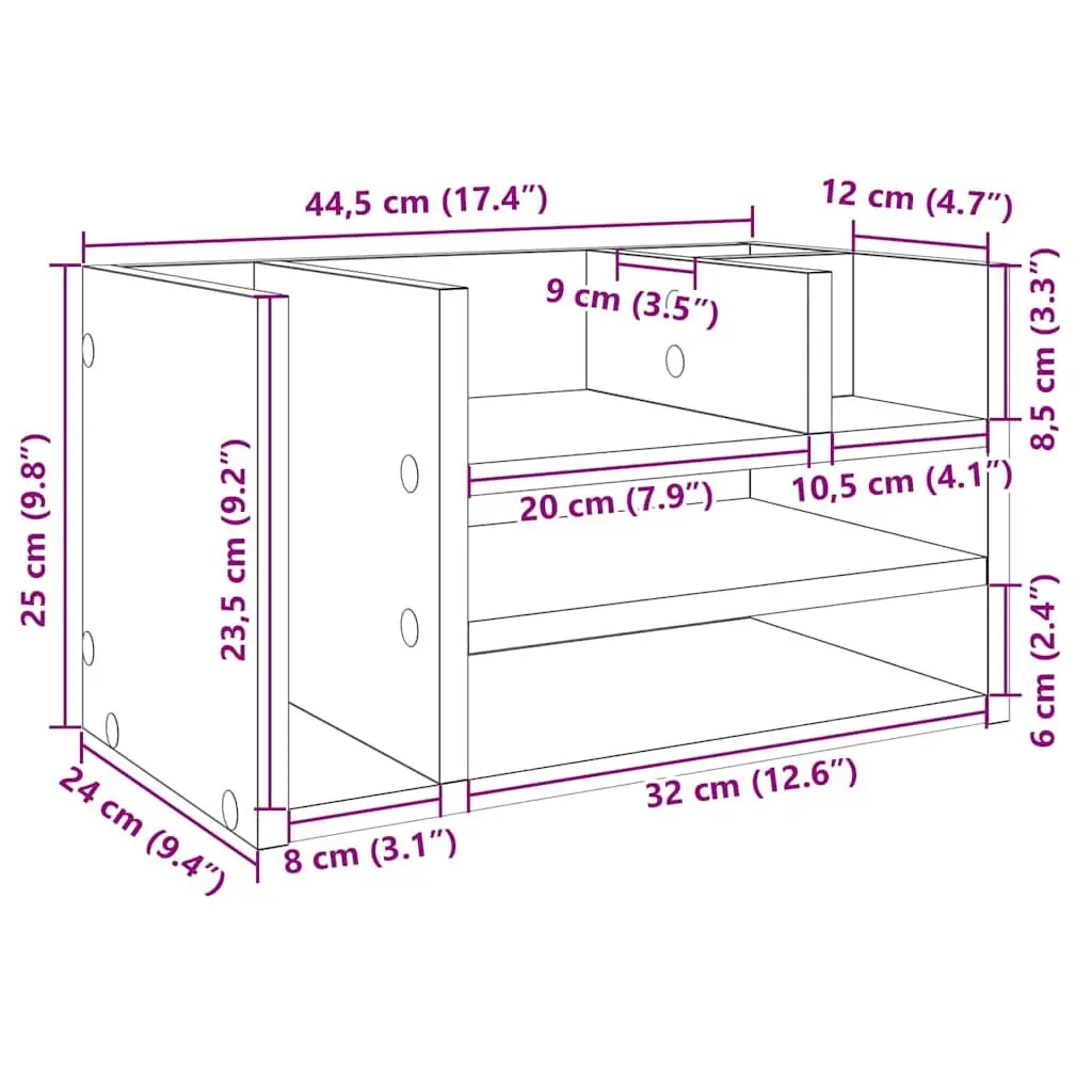 White Desk Organiser with 6 Compartments
