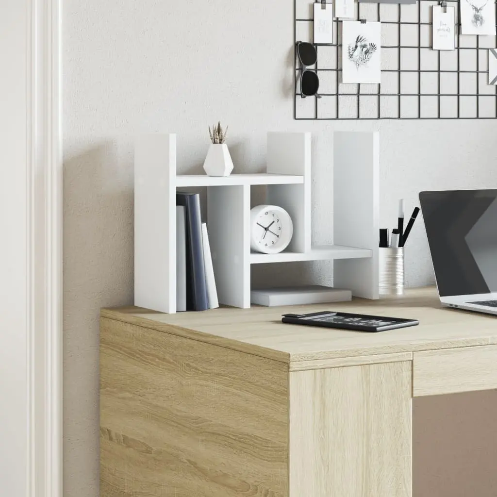 Desk Organiser Engineered Wood 34.5x15.5x35.5 cm White Storage Shelf Filing