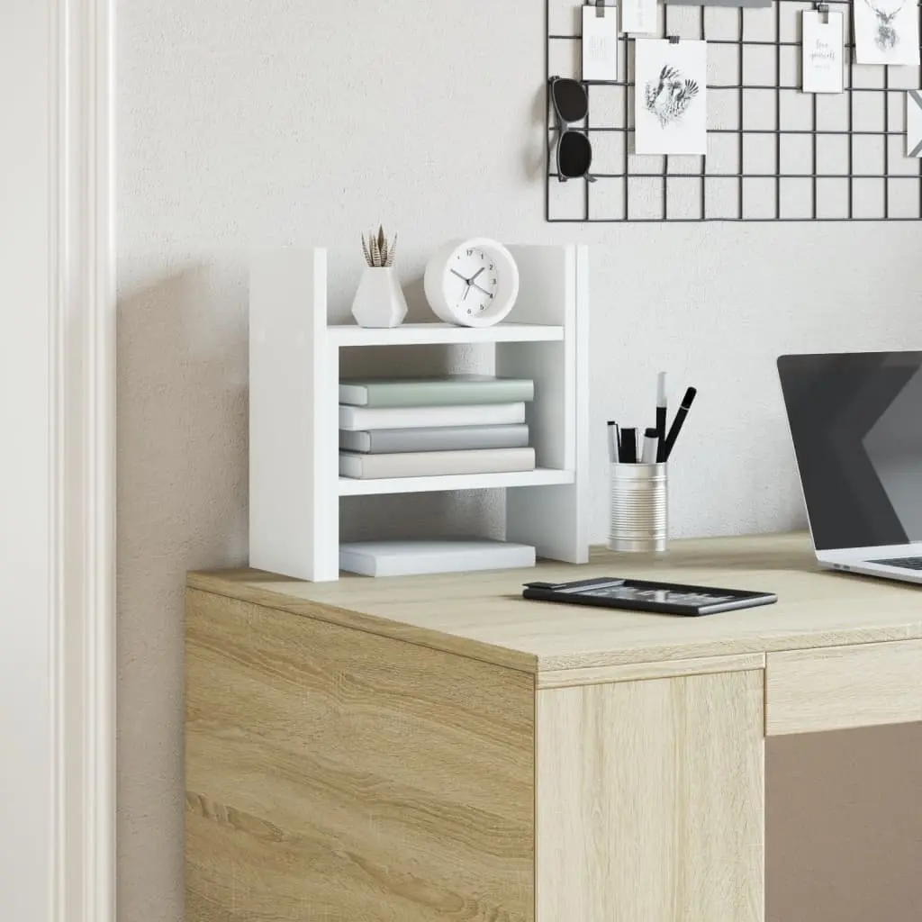 Desk Organiser Engineered Wood 34.5x15.5x35.5 cm White Storage Shelf Filing