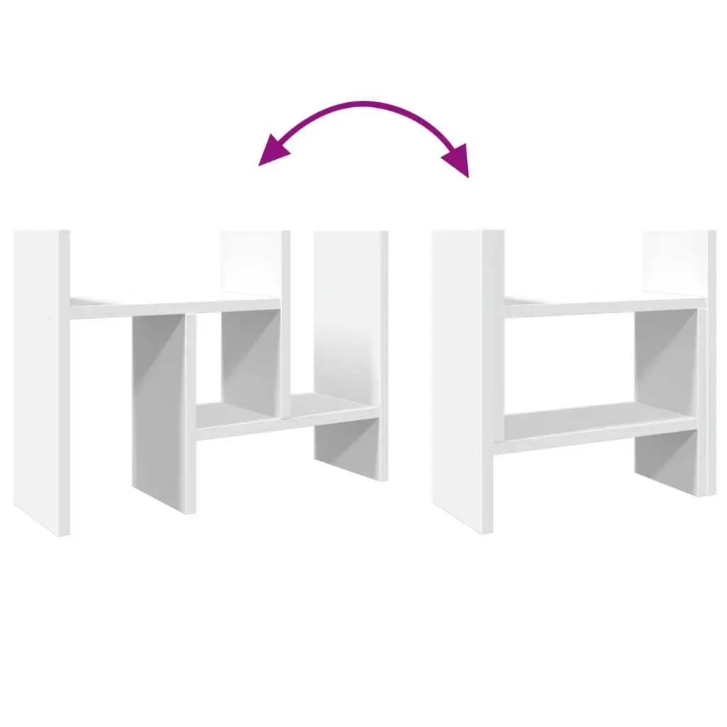 Desk Organiser Engineered Wood 34.5x15.5x35.5 cm White Storage Shelf Filing