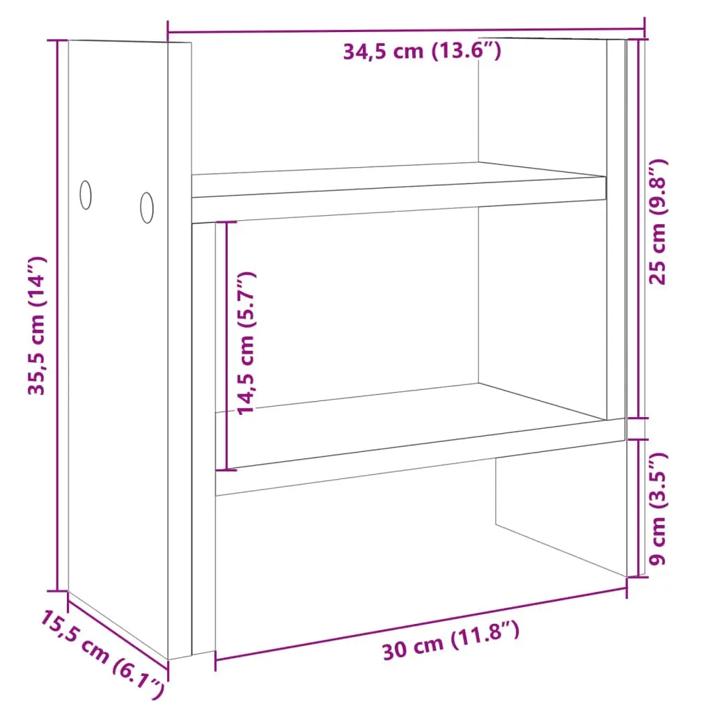 Desk Organiser Engineered Wood 34.5x15.5x35.5 cm White Storage Shelf Filing