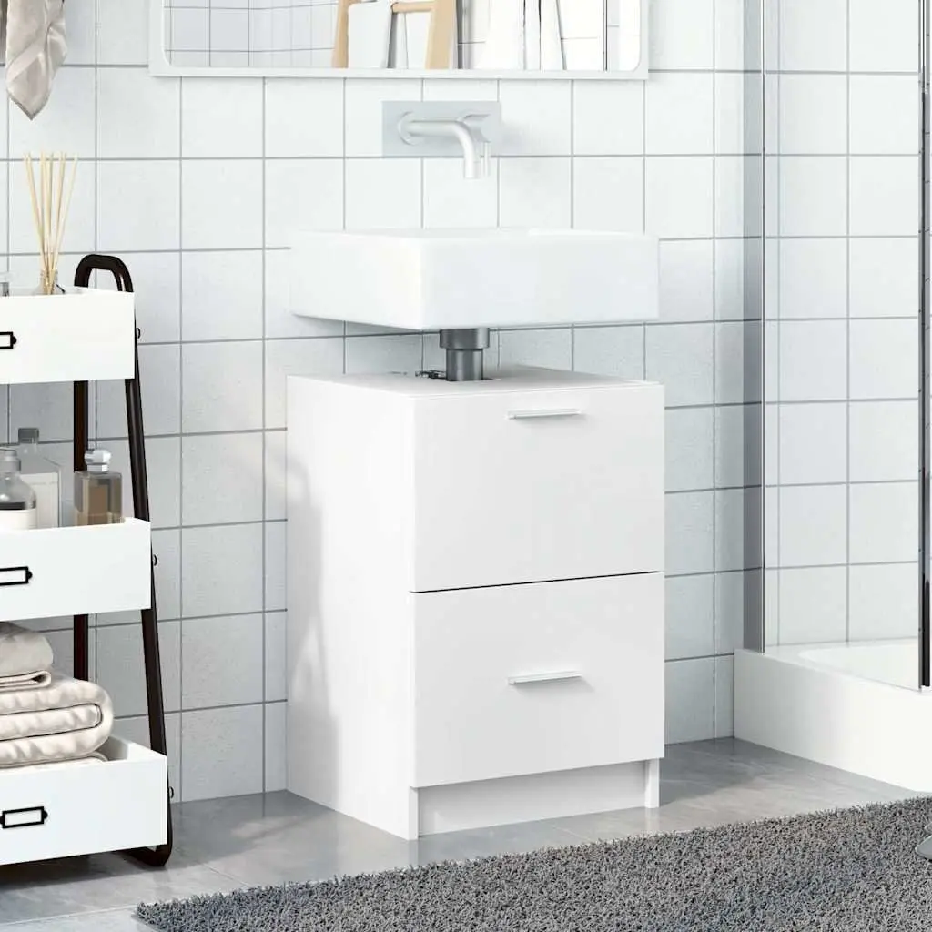 Bathroom Vanity Unit Engineered Wood 40x37x59cm White Under Sink Cabinet