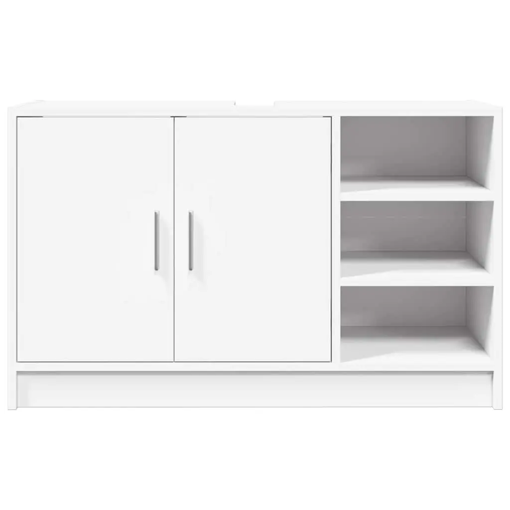 Bathroom Vanity Cabinet Engineered Wood 90cm White Sink Storage Furniture 29cm Depth 55cm Height