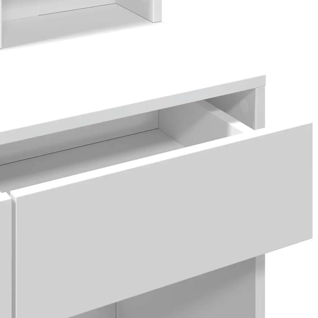 Dressing Table Engineered Wood 80cm White with LED Mirror and Storage Drawers