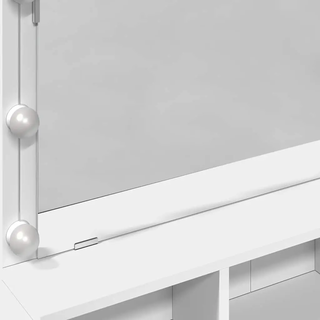Dressing Table Engineered Wood 80 x 41 x 134.5 cm White with LED Mirror and Storage Drawers