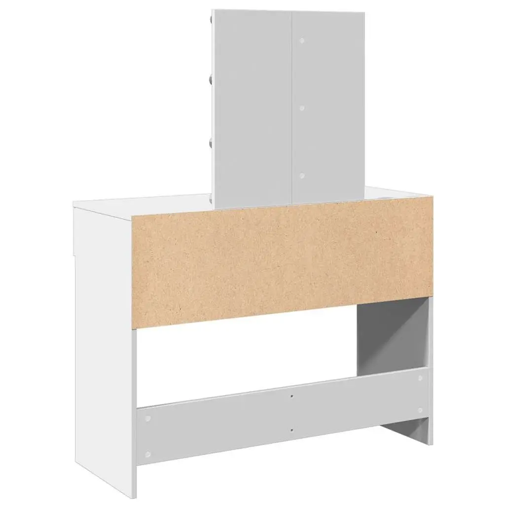 Dressing Table Engineered Wood 100W x 40D x 130H cm White with LED Mirror and 2 Drawers
