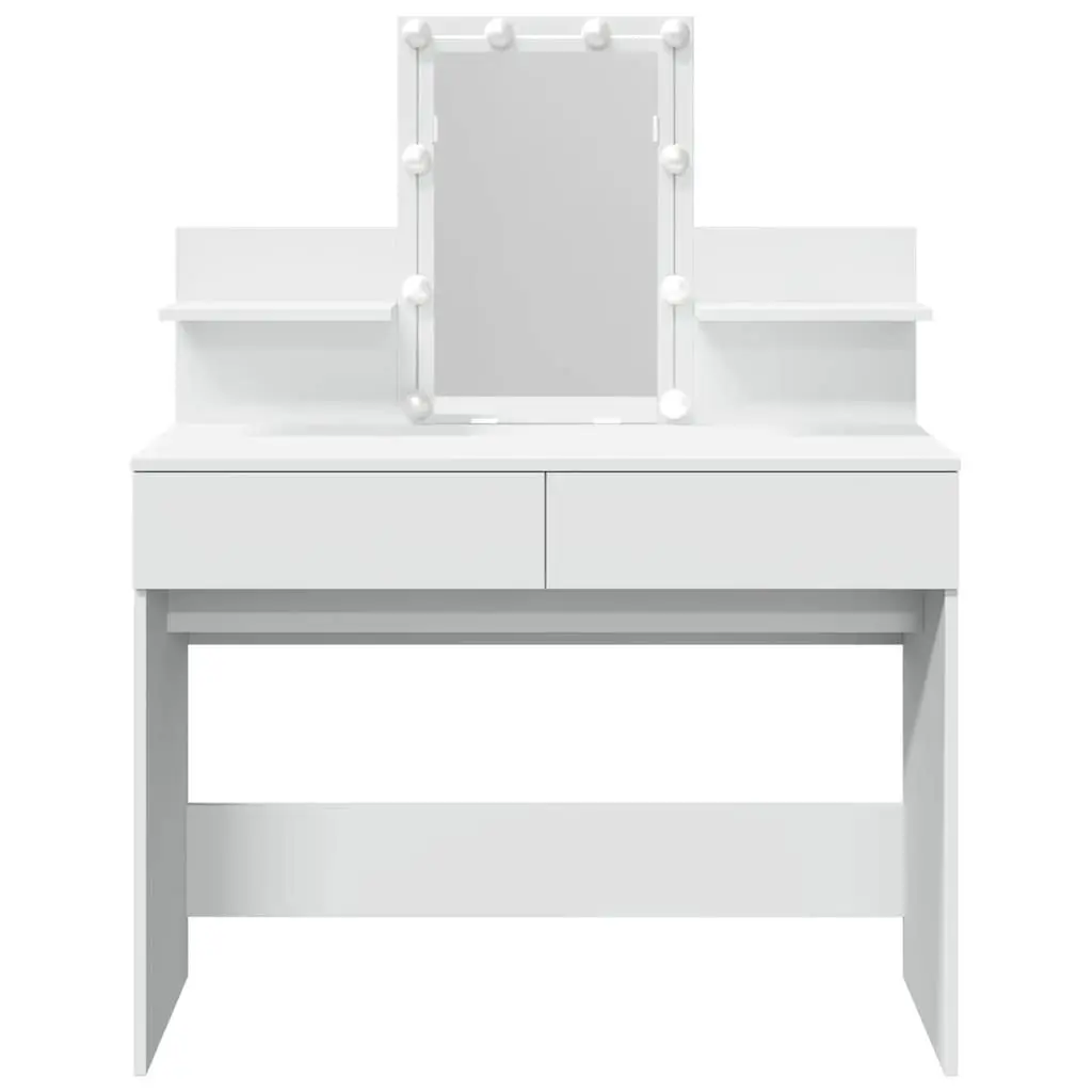 Dressing Table Engineered Wood 100x40x130cm White with LED Mirror and Storage Drawers