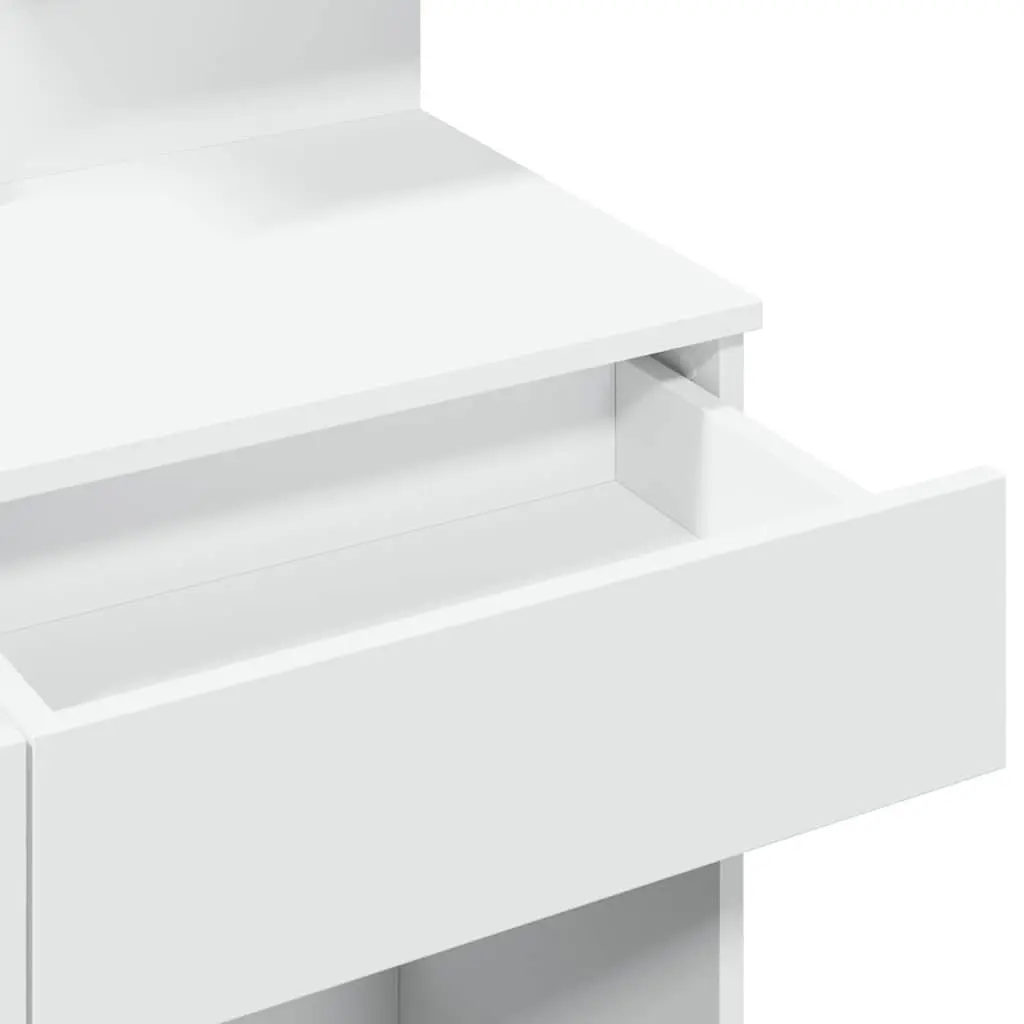 Dressing Table Engineered Wood 100x40x130cm White with LED Mirror and Storage Drawers