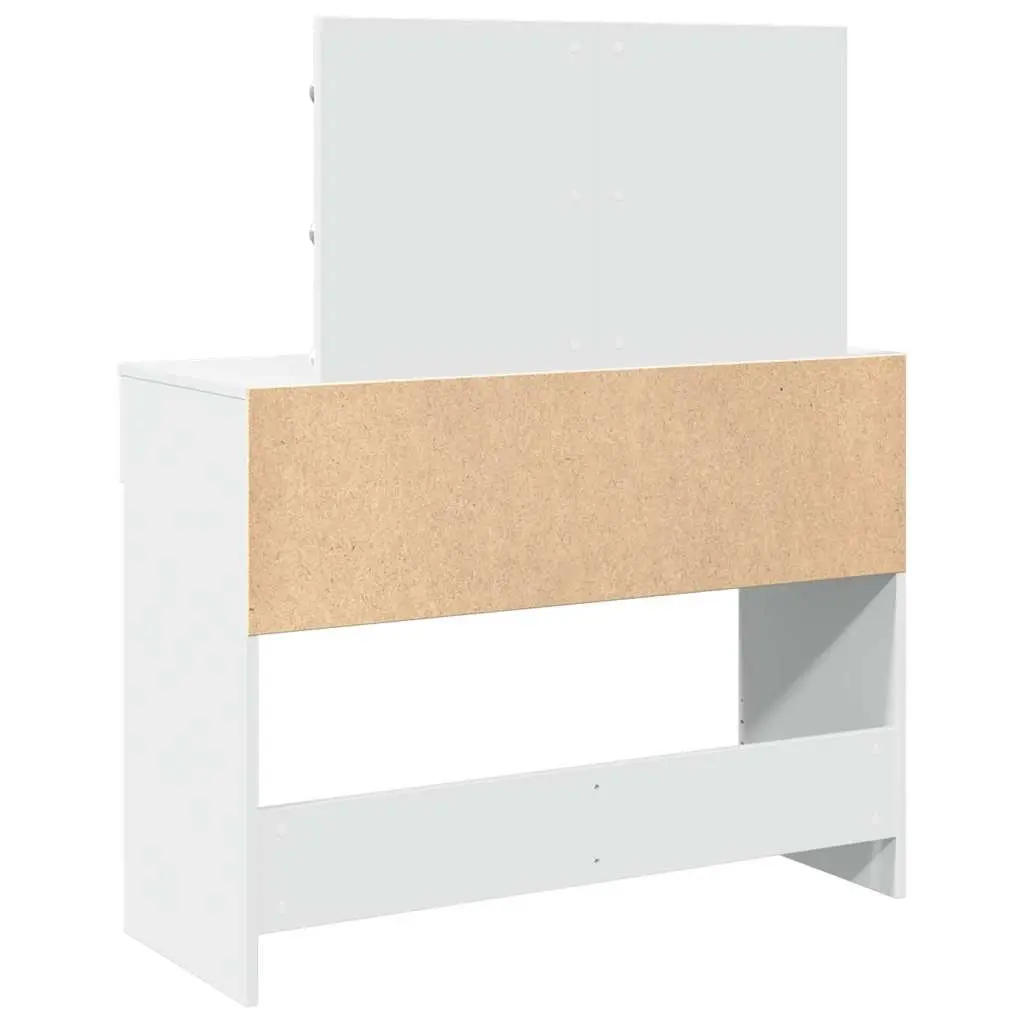 Dressing Table Engineered Wood 100W x 40D x 120H cm White with LED Mirror 2 Drawers for Bedroom Storage