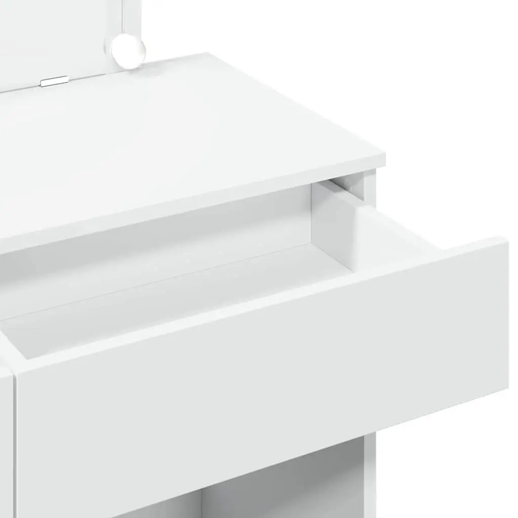 Dressing Table Engineered Wood 100W x 40D x 120H cm White with LED Mirror 2 Drawers for Bedroom Storage