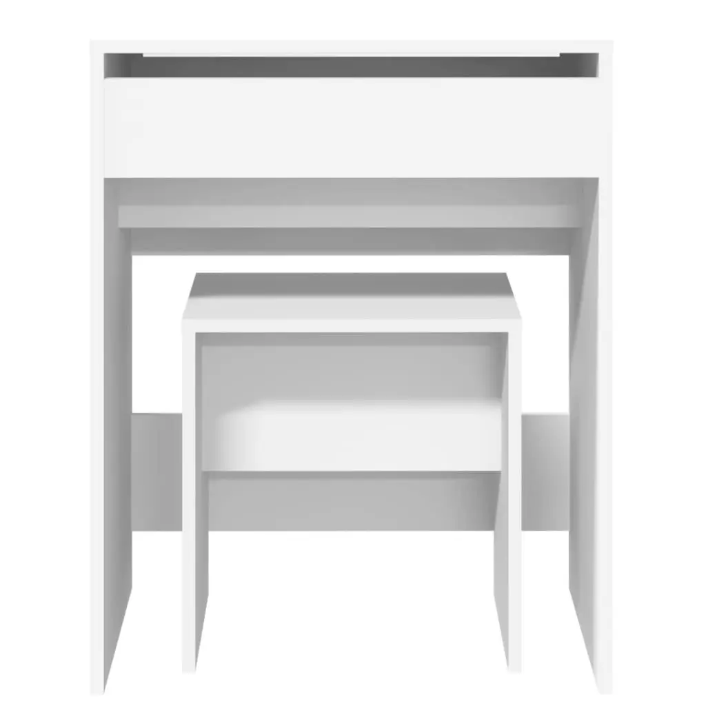 White Dressing Table with Mirror Stool Bedroom Vanity Makeup Storage