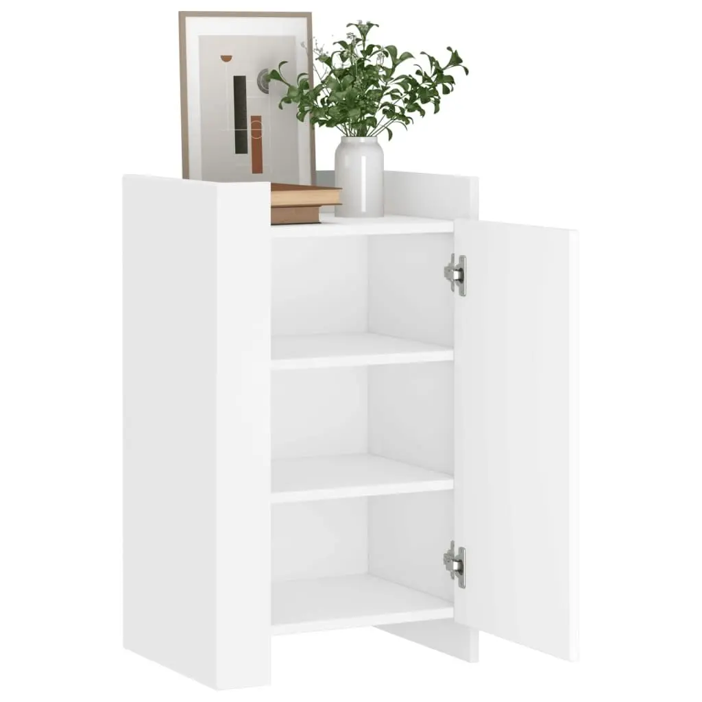 Storage Cabinet Engineered Wood White 75cm Height 45cm Width 35cm Depth Minimalist Sideboard Furniture
