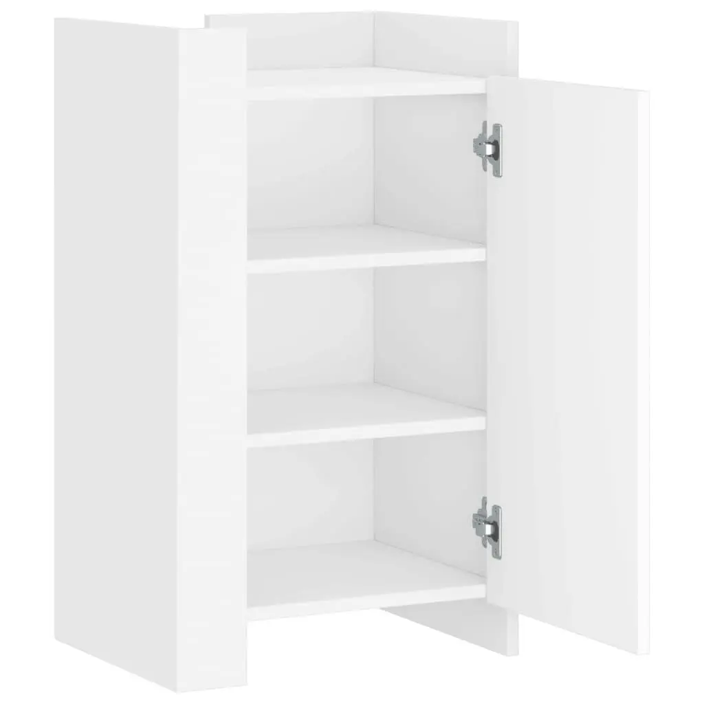 Storage Cabinet Engineered Wood White 75cm Height 45cm Width 35cm Depth Minimalist Sideboard Furniture