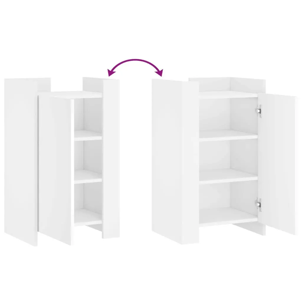 Storage Cabinet Engineered Wood White 75cm Height 45cm Width 35cm Depth Minimalist Sideboard Furniture