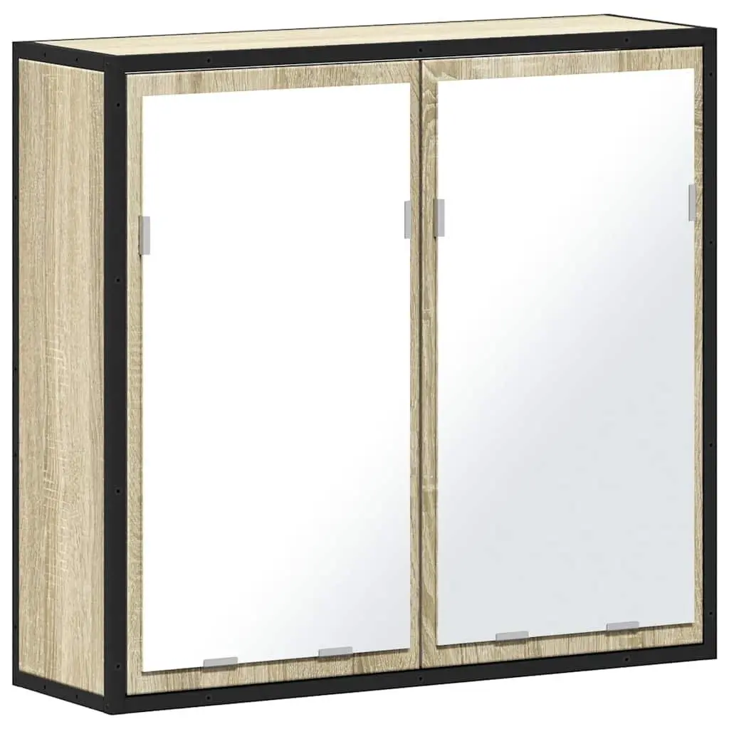 Bathroom Mirror Cabinet Wall-Mounted Storage Vanity Unit Brown Engineered Wood