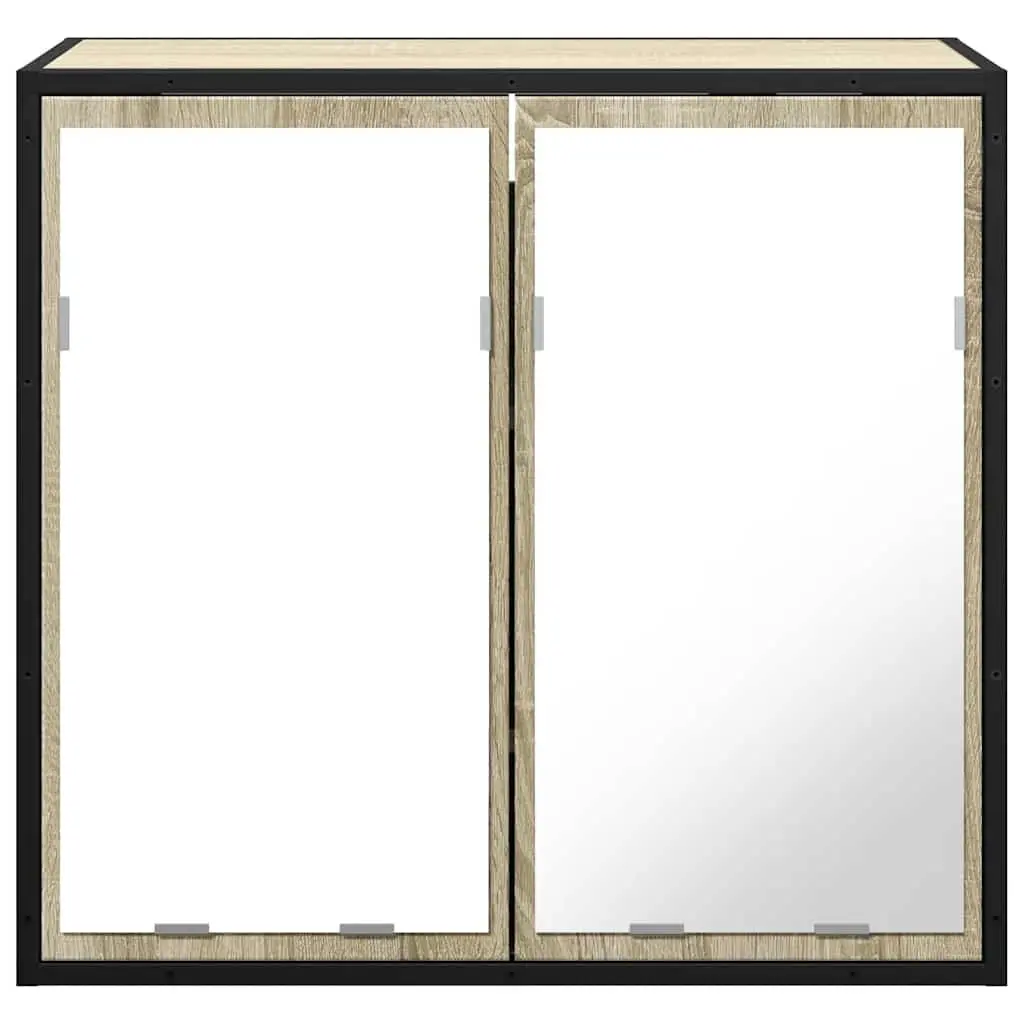 Bathroom Mirror Cabinet Wall-Mounted Storage Vanity Unit Brown Engineered Wood