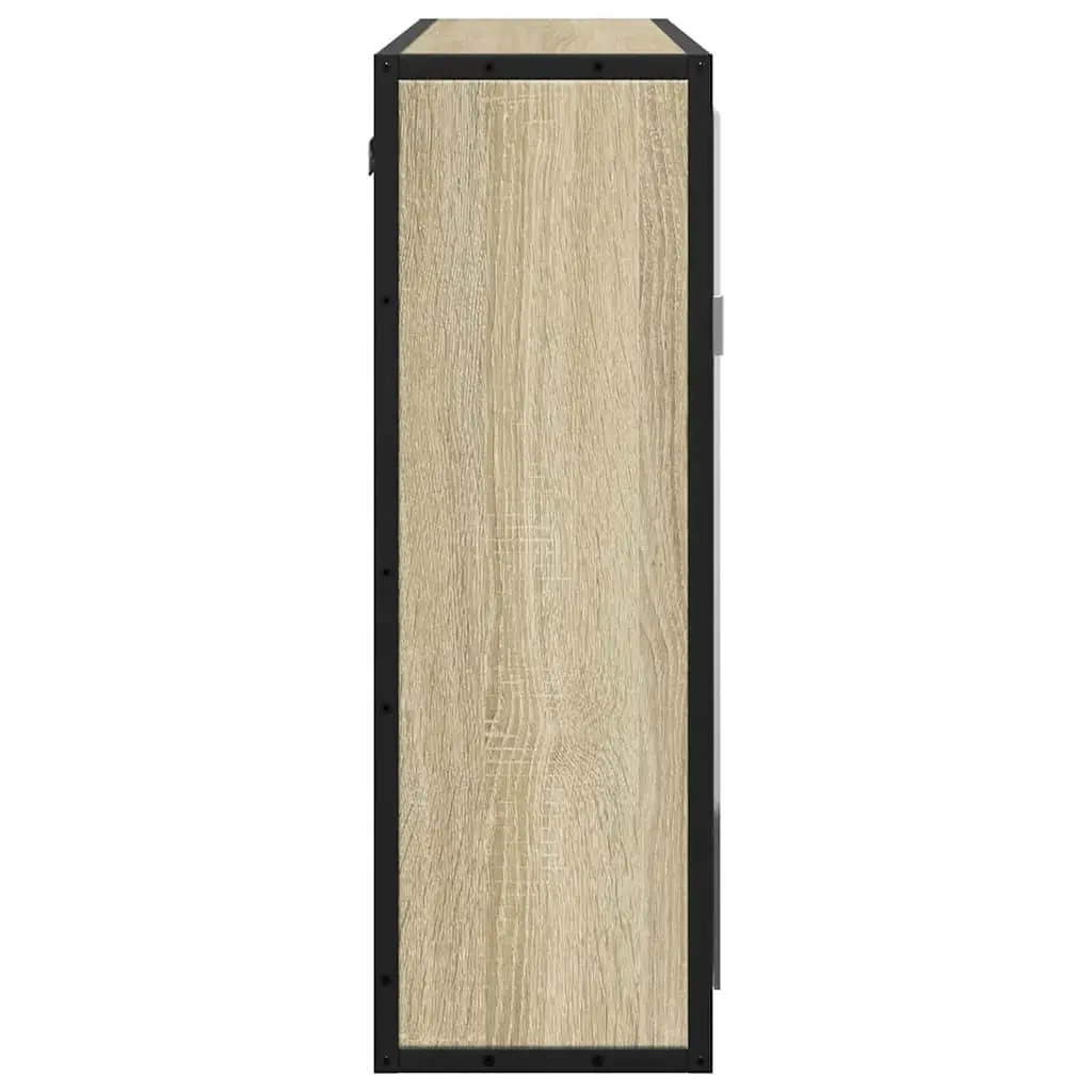 Bathroom Mirror Cabinet Wall-Mounted Storage Vanity Unit Brown Engineered Wood