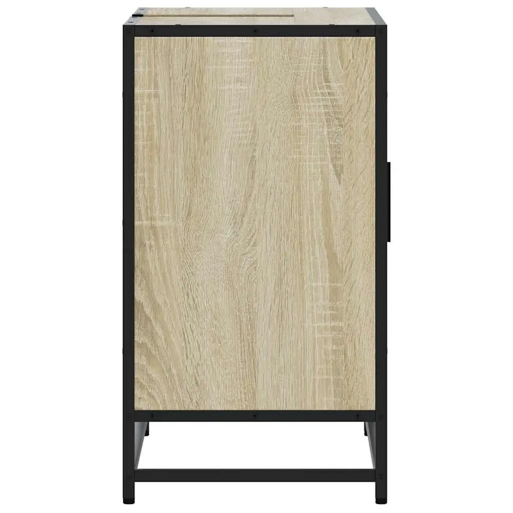 Brown Engineered Wood Bathroom Sink Cabinet Storage Unit with Metal Frame 65W x 33D x 60H cm