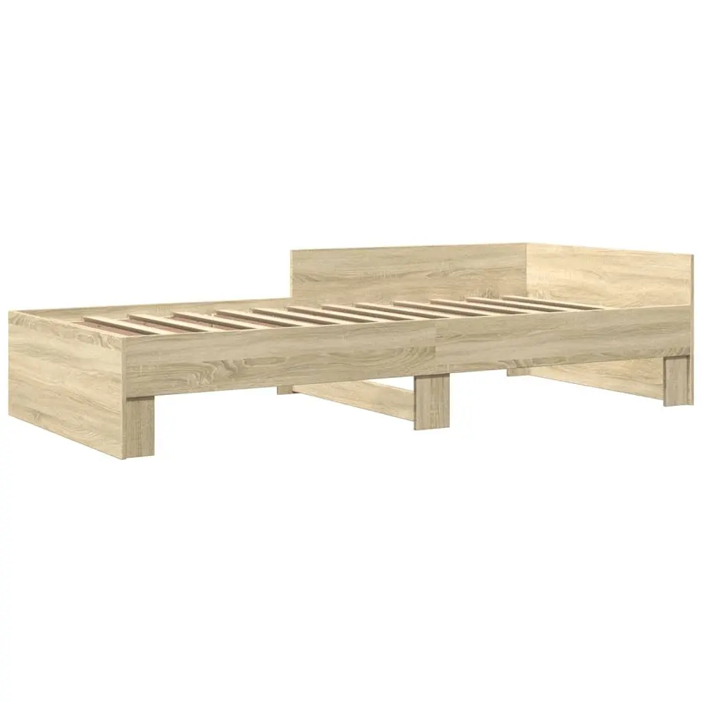 Bed Frame Engineered Wood 90x190 cm Brown Sonoma Oak Slatted Base Side Rails