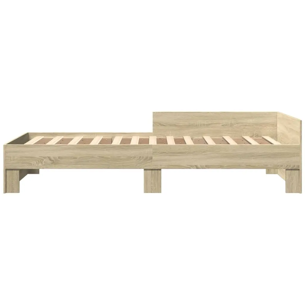 Bed Frame Engineered Wood 90x190 cm Brown Sonoma Oak Slatted Base Side Rails