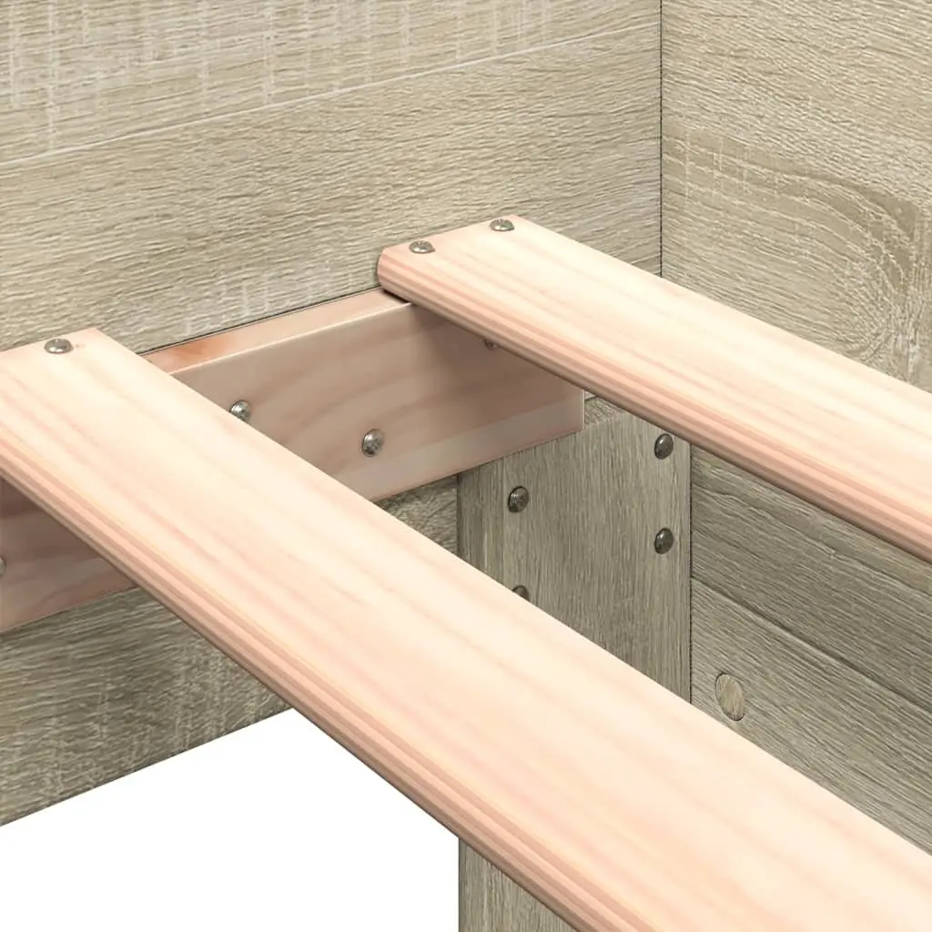 Bed Frame Engineered Wood 90x190 cm Brown Sonoma Oak Slatted Base Side Rails