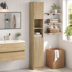 Bathroom Cabinet Sonoma Oak 32x25.5x190 cm Storage Furniture Engineered Wood
