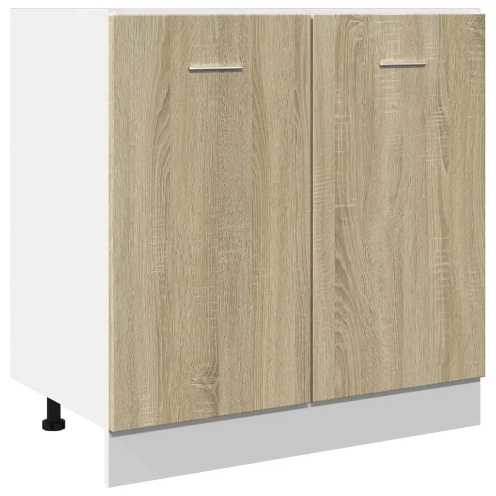 Bottom Kitchen Cabinet Engineered Wood 80 x 46 x 81.5 cm Brown Sonoma Oak Storage Unit with Doors