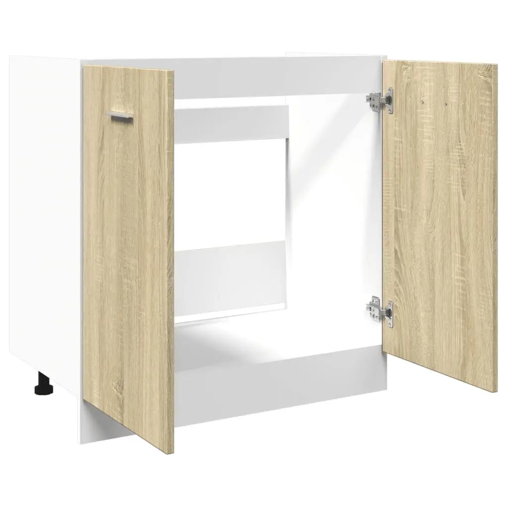 Bottom Kitchen Cabinet Engineered Wood 80 x 46 x 81.5 cm Brown Sonoma Oak Storage Unit with Doors