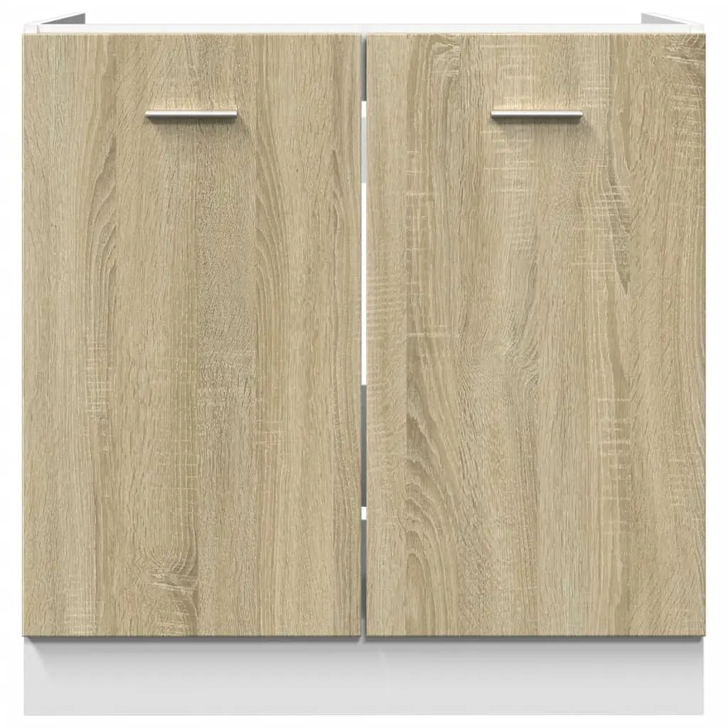 Bottom Kitchen Cabinet Engineered Wood 80 x 46 x 81.5 cm Brown Sonoma Oak Storage Unit with Doors