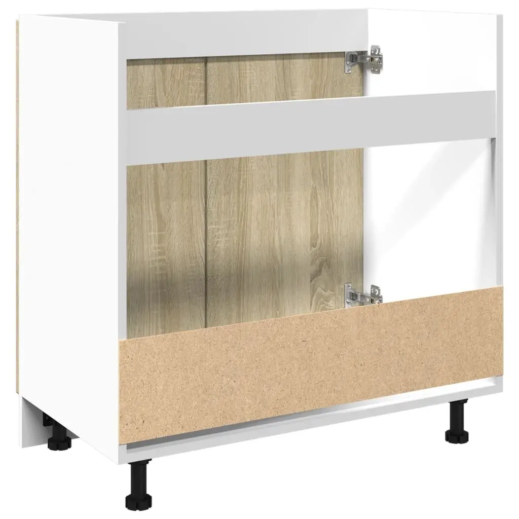 Bottom Kitchen Cabinet Engineered Wood 80 x 46 x 81.5 cm Brown Sonoma Oak Storage Unit with Doors